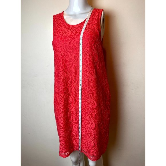 Maurice's Women Front Lace Shift Dress Sleeveless Back Keyhole Red Size Medium - Picture 5 of 9